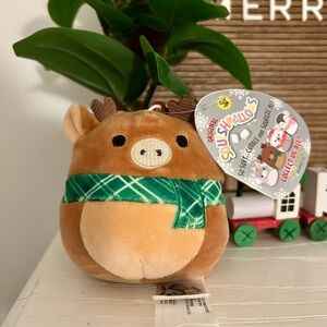 Squishmallows Brown Reindeer with Green Scarf